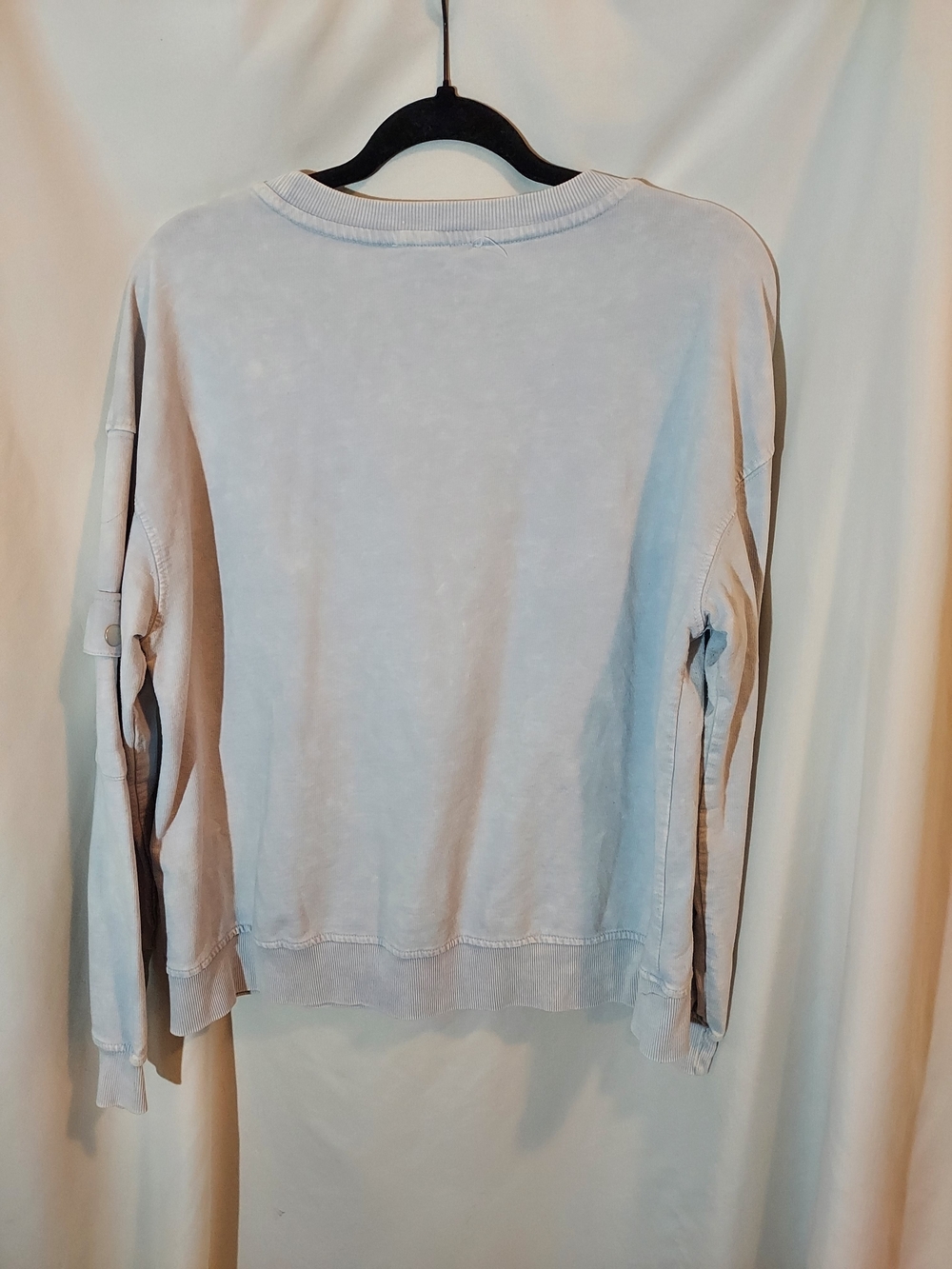 Jane + Delancey Acid Wash Cargo Sleeve Sweatshirt - Pale Blue - Picture 2 of 8